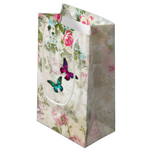 Roze en groene vlinders op de  Rozen van Shabby Klein Cadeauzakje