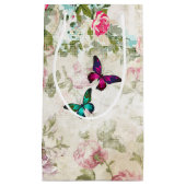 Roze en groene vlinders op de  Rozen van Shabby Klein Cadeauzakje (Voorkant)