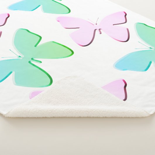 Roze en Groene Vlinders Sherpa Deken (Klein) (3/4)