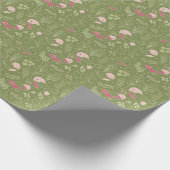 Roze en Groene Vogels en Bladeren Kinderkleding Cadeaupapier (Hoek)