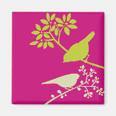 Roze en groene vogels magneet (Voorkant)