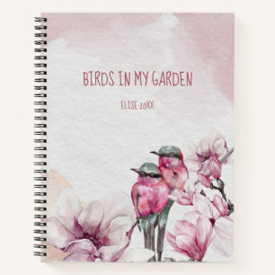 Roze en Groene Vogels Roze Bloemen Vogeldagboek Notitieboek