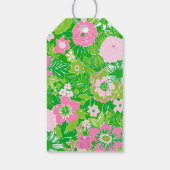 Roze en groene voorbereide Palm Beach Kerstman Cadeaulabel (Achterkant)
