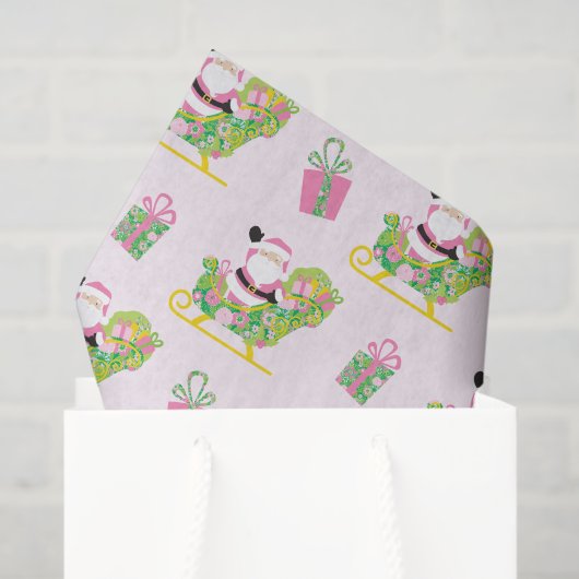 Roze en groene voorbereide Palm Beach Kerstman Tissuepapier (Cadeauzakje)