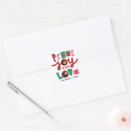 Roze en Groene Vrede & Liefde Kerstkaart Vierkante Sticker