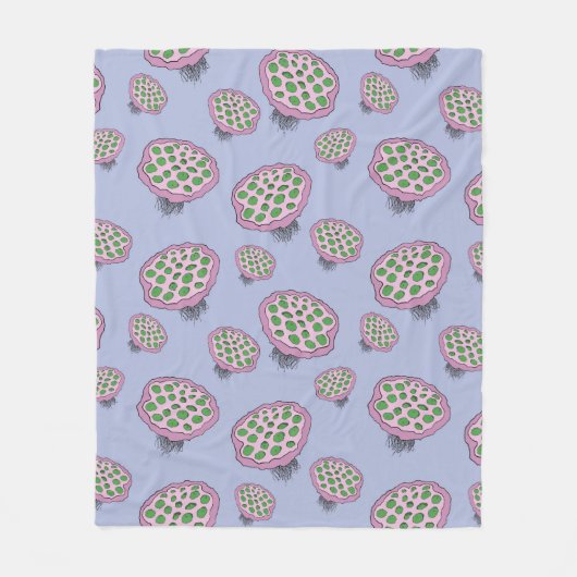 Roze en Groene Vreemde Kwallen Bloem Fleece Deken (Voorkant)