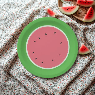 Roze en groene Watermeloen Papier Borden Papieren Bordje