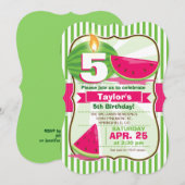 Roze en groene watermeloen, verjaardagsfeest van K Kaart (Voorkant / Achterkant)