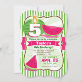 Roze en groene watermeloen, verjaardagsfeest van K Kaart (Voorkant)