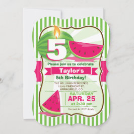 Roze en groene watermeloen, verjaardagsfeest van K Kaart