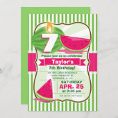 Roze en groene watermeloen, verjaardagsfeest van K Kaart (Voorkant / Achterkant)