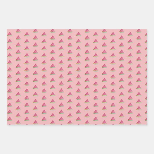 Roze en Groene Watermeloenpatroon Waterverf Inpakpapier Vel (Voorkant 3)