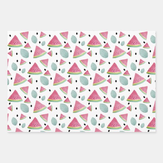 Roze en Groene Watermeloenpatroon Waterverf Inpakpapier Vel (Voorkant 2)