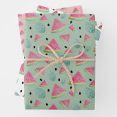 Roze en Groene Watermeloenpatroon Waterverf Inpakpapier Vel (In situ)