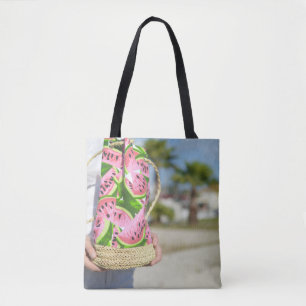 Roze en groene watermelonbedrukte zak tote bag