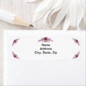 Roze en groene waterverf bloem adressenlabels etiket (Insitu)