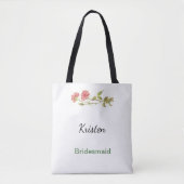 Roze en groene waterverf bloem bruidsmeisje tote bag (Voorkant)