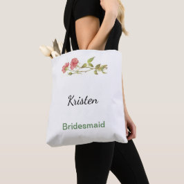 Roze en groene waterverf bloem bruidsmeisje tote bag