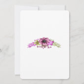 Roze en groene waterverf bloemendame van eer kaart (Achterkant)