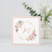 Roze en groene waterverf bloemenkrans monogram (Staand voorkant)