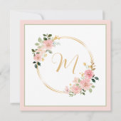 Roze en groene waterverf bloemenkrans monogram (Voorkant)