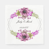 Roze en groene Waterverf bloemenpapier Servet (Voorkant)