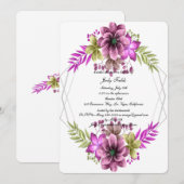 Roze en groene Waterverf bloemig Vrijgezellenfeest Kaart (Voorkant / Achterkant)