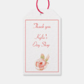 Roze en Groene Waterverf Boeket Gift Labels Cadeaulabel (Achterkant)
