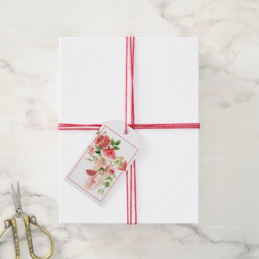 Roze en Groene Waterverf Boeket Gift Labels Cadeaulabel (Met Touw)