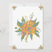 Roze en groene waterverf bruiloft bloemen kaart (Achterkant)