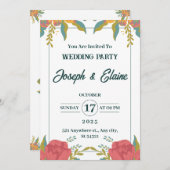 Roze en groene waterverf bruiloft bloemen kaart (Voorkant / Achterkant)