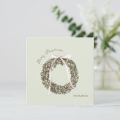 Roze en groene Waterverf Christmas Wreath Kaart (Staand voorkant)