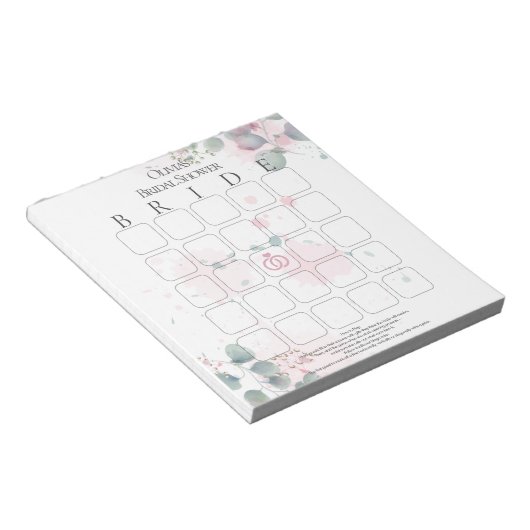 Roze en groene waterverf Eucalyptus Bruidsbingo Notitieblok (Schuin)