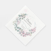 Roze en groene Waterverf Eucalyptus Servet (Hoek)