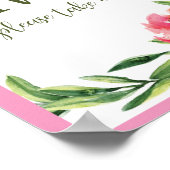 Roze en groene Waterverf Floral Favor Sign Poster (Hoek)