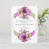 Roze en groene Waterverf Floral gemaakt van eerlij Kaart (Staand voorkant)