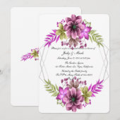 Roze en groene Waterverf, Floral repetitief diner Kaart (Voorkant / Achterkant)