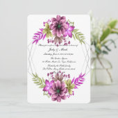 Roze en groene Waterverf, Floral repetitief diner Kaart