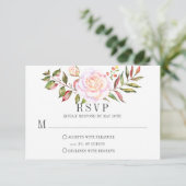 Roze en groene Waterverf Floral Rozen RSVP (Staand voorkant)