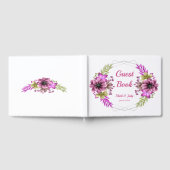 Roze en groene Waterverf Floral Wedding Gastenboek (Volledig)