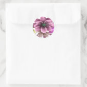 Roze en groene Waterverf Floral Wedding Ronde Sticker (Tas)