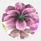 Roze en groene Waterverf Floral Wedding Ronde Sticker (Voorkant)