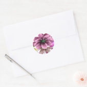 Roze en groene Waterverf Floral Wedding Ronde Sticker (Envelop)