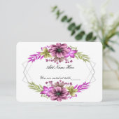 Roze en groene Waterverf Floral Wedding Table Kaar (Staand voorkant)