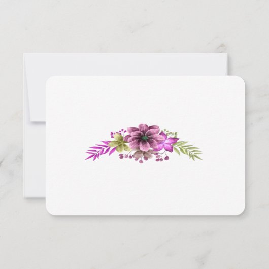 Roze en groene Waterverf Floral Wedding Table Kaar (Achterkant)