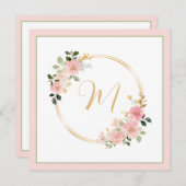Roze en Groene Waterverf Floral Wreath Monogram (Voorkant / Achterkant)