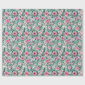 Roze en groene waterverf florale patroon cadeaupapier (Vlak)