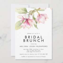 Roze en groene Waterverf Magnolia Bridal Brunch Kaart