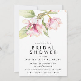 Roze en groene Waterverf Magnolia Vrijgezellenfees Kaart
