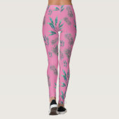 Roze en groene Waterverf palmbladeren Leggings (Achterkant)